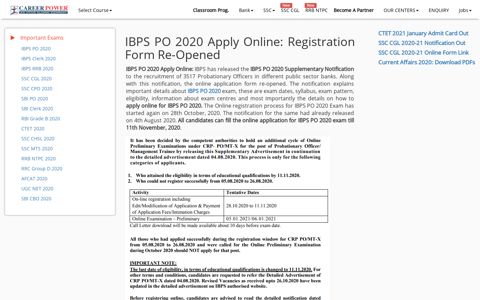IBPS PO Apply Online 2020: Online Application Re-Opened ...