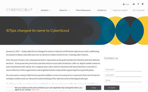 IDT911 changed its name to CyberScout | CyberScout