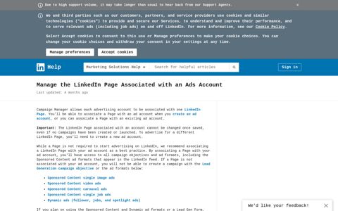 Manage the LinkedIn Page Associated with an Ads Account ...