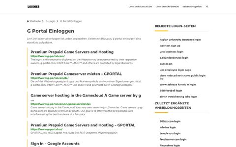G Portal Einloggen | Allgemeine Informationen zur Anmeldung