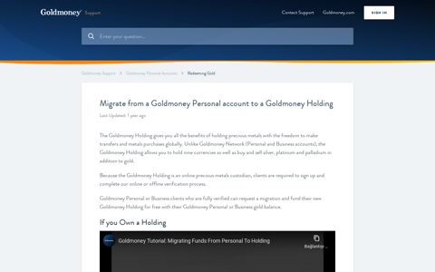 Migrate from a Goldmoney Personal account to a Goldmoney ...
