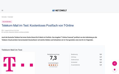 Telekom Mail im Test: Kostenloses Postfach von T-Online ...
