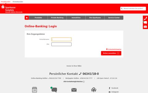 Login Online-Banking - Sparkasse Südliche Weinstraße