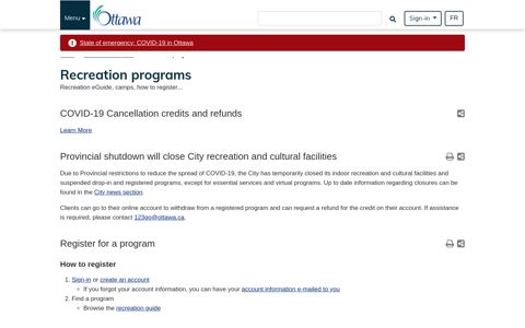 Recreation programs | City of Ottawa