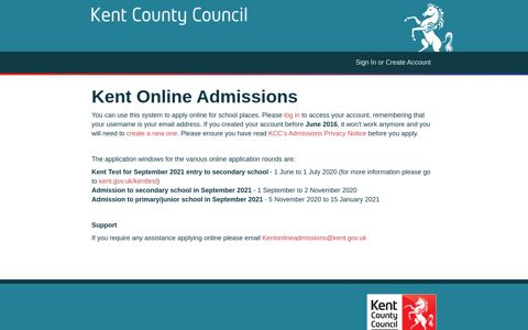 Kent Online Admissions
