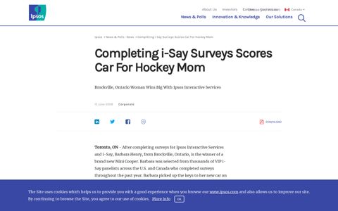 Completing i-Say Surveys Scores Car For Hockey Mom | Ipsos