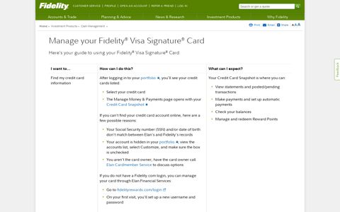Manage Your Fidelity Visa Signature Card | Fidelity