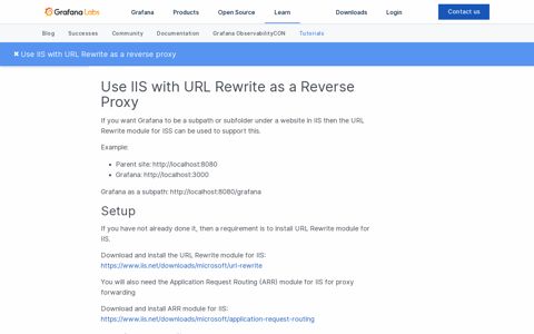 Use IIS with URL Rewrite as a reverse proxy | Grafana Labs