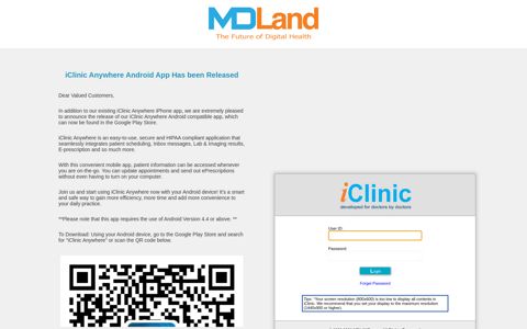 Login iClinic - MDLand