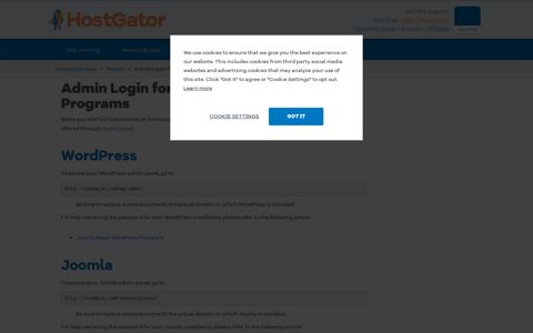 Admin Login for WordPress and Other Programs | HostGator ...
