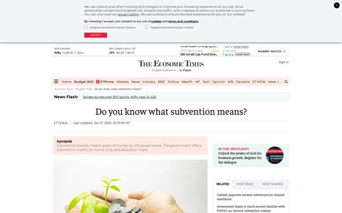 Do you know what subvention means? - The Economic Times