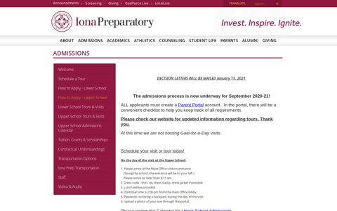 How to Apply - Upper School - Iona Preparatory ...