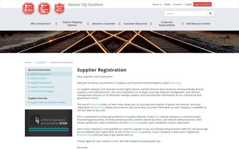 Supplier Registration | Kansas City Southern | US & Cross ...