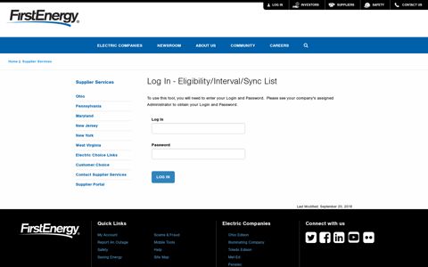 Log In - Eligibility/Interval/Sync List - FirstEnergy Corp.