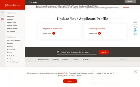 Update Your Applicant Profile | Johnson & Johnson