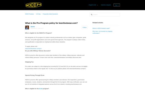 What is the Pro Program policy for keenfootwear.com ...