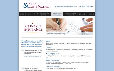 CI Self-Issue Insurance | Legal & Contingency