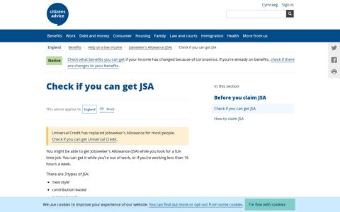Check if you can get JSA - Citizens Advice