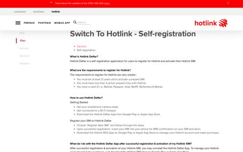 Switch To Hotlink - Self-registration - FAQs | Hotlink