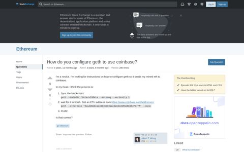 How do you configure geth to use coinbase? - Ethereum Stack ...