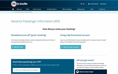 Eurotunnel API: Advance Passenger Information – Eurotunnel ...