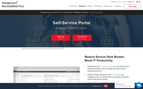 IT help desk self-service portal - ManageEngine