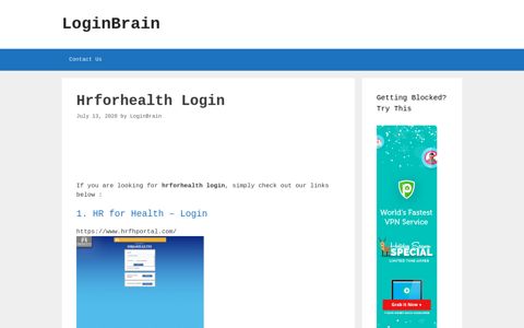 Hrforhealth - Hr For Health - Login - LoginBrain