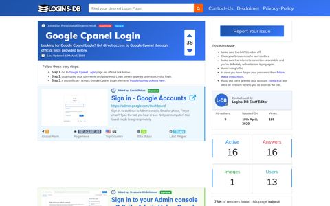 Google Cpanel Login - Logins-DB