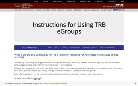 Instructions for Using eGroups | TRB AV/SM Forum