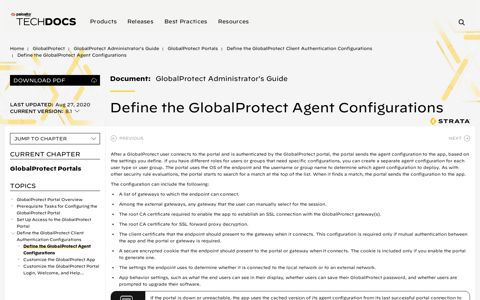 Define the GlobalProtect Agent Configurations