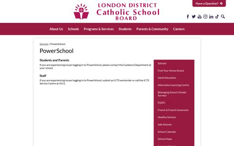 PowerSchool – Schools – London District Catholic School Board