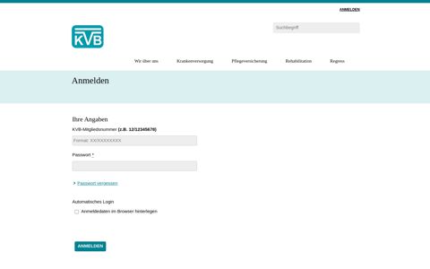 KVB-Internet - Anmelden