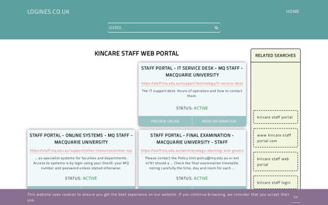 kincare staff web portal - General Information about Login