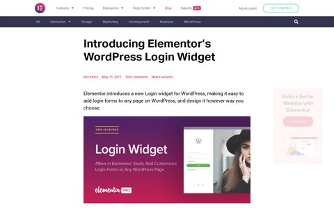 Introducing Elementor's WordPress Login Widget