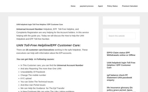UAN helpdesk login Toll Free Helpline / EPF Customer Care ...