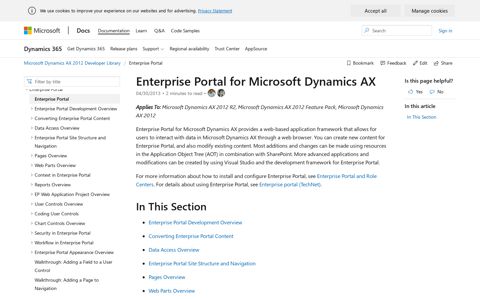 Enterprise Portal for Microsoft Dynamics AX | Microsoft Docs