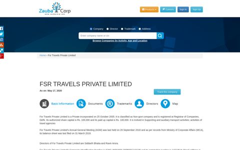 FSR TRAVELS PRIVATE LIMITED - Company, directors and ...