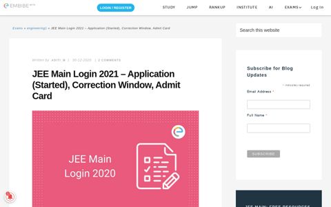 JEE Main Login 2020 - Result, Answer Key, Admit Card