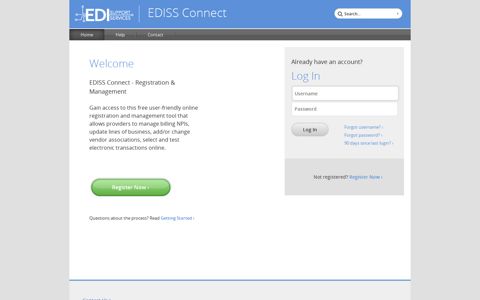 EDISS Connect: Home - Registration & Management