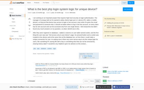 What is the best php login system logic for unique device ...