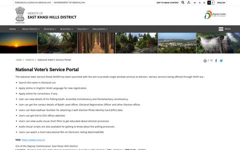 National Voter's Service Portal | East Khasi Hills | India