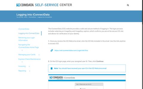 Logging into iConnectData – Comdata Self-Service Center