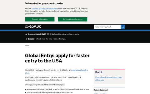 Global Entry: apply for faster entry to the USA - GOV.UK