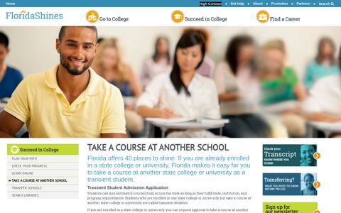 online Transient Student Admission Application - FloridaShines