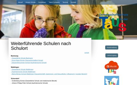 Weiterführende Schulen nach Schulort - tausschules Webseite!