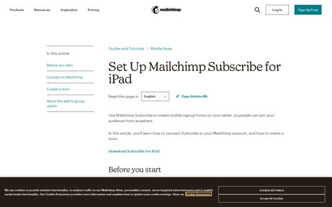 Set Up Mailchimp Subscribe for iPad