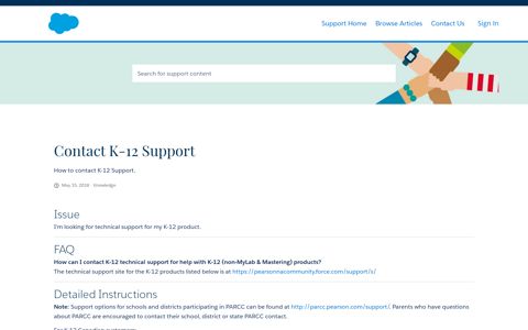 Contact K-12 Support - Pearson Support