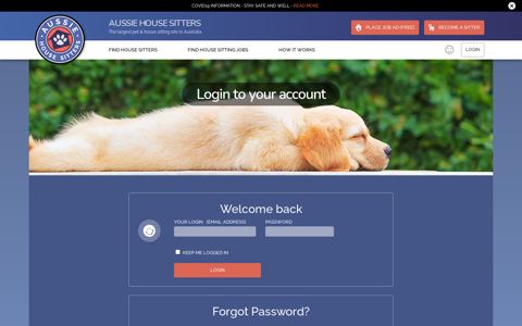 Login to your account - Aussie House Sitters