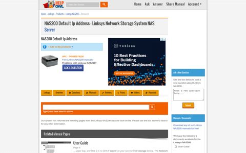 NAS200 Default Ip Address - Linksys Network Storage System ...