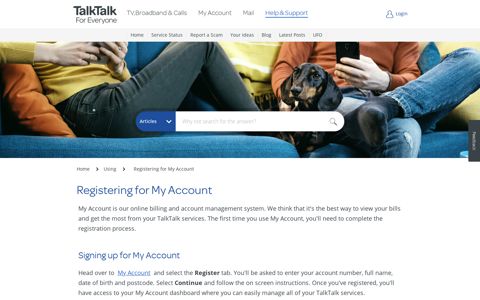 Registering for My Account - TalkTalk Help & Support